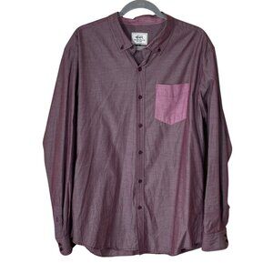 Ecko Unltd Button Down Shirt Size L Large Red Cotton Long Sleeve